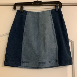 FP Modern Femme Denim Mini Two-Toned Skirt